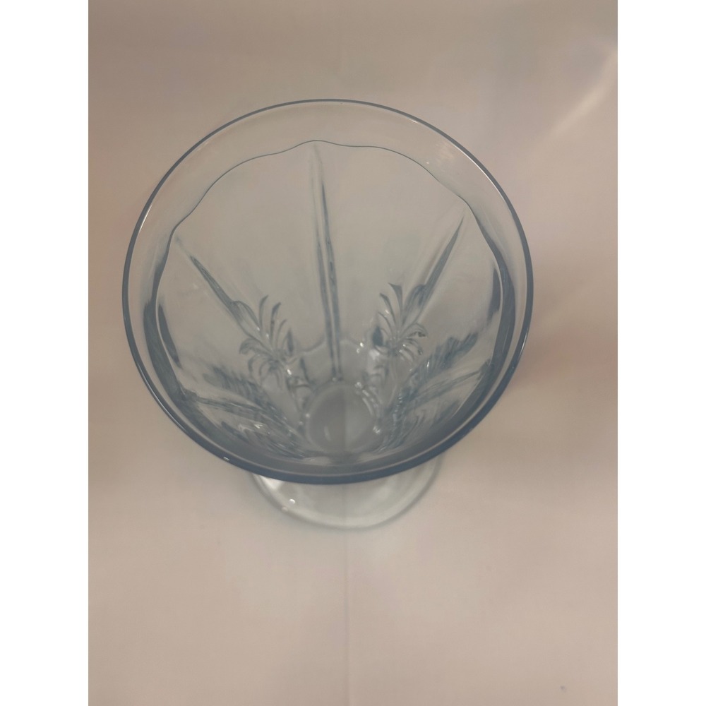 Fostoria Baroque Azure Blue Footed Tumblers 6 inch Glass Set of 3 - Picture 10 of 14